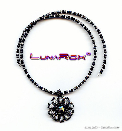 Beaded Flower Neckwire - Black